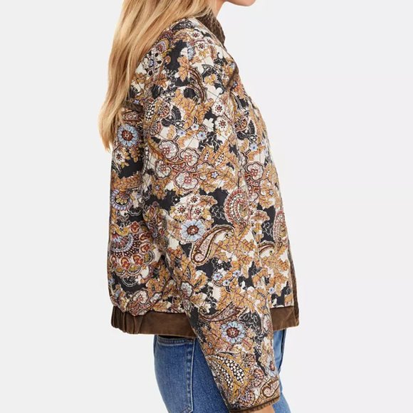 Free People Great Escape Cotton Printed Quilted Jacket in Brown - Picture 2 of 9
